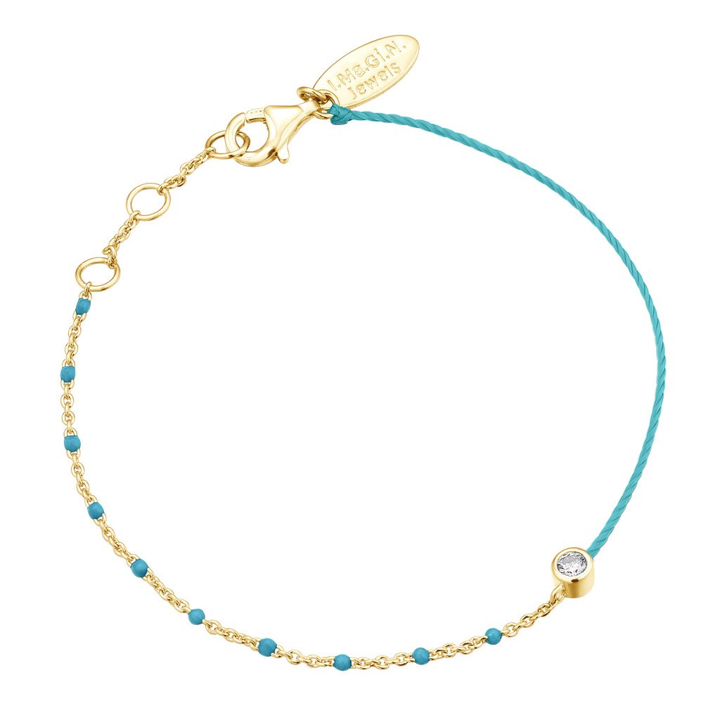 Bracelet I.Ma.Gi.N Jewels Br enamel duo turquoise Or Jaune - PRECIOVS