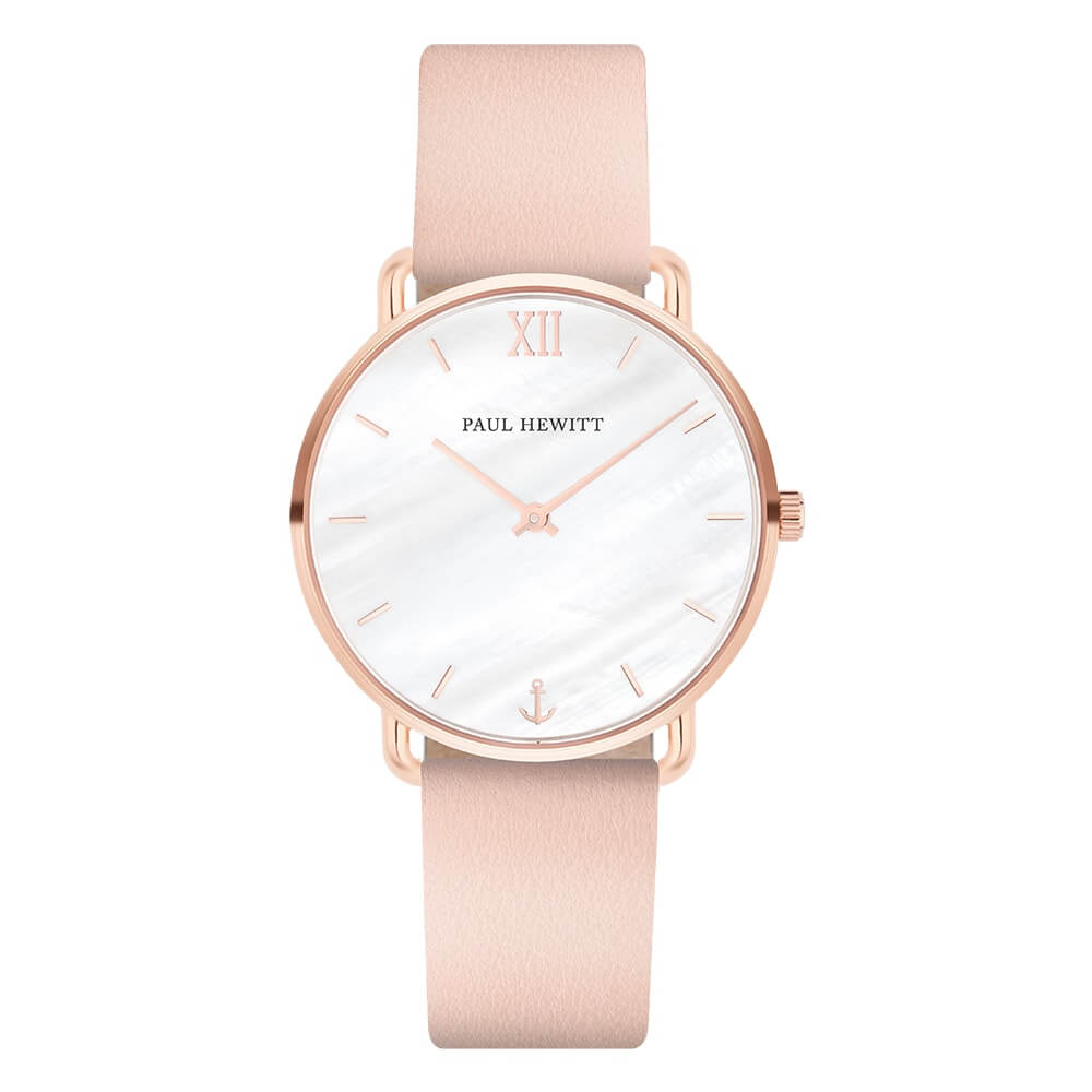 Montre Paul Hewitt Miss Ocean Line Pearl Or Rosé Cuir Nude - PRECIOVS