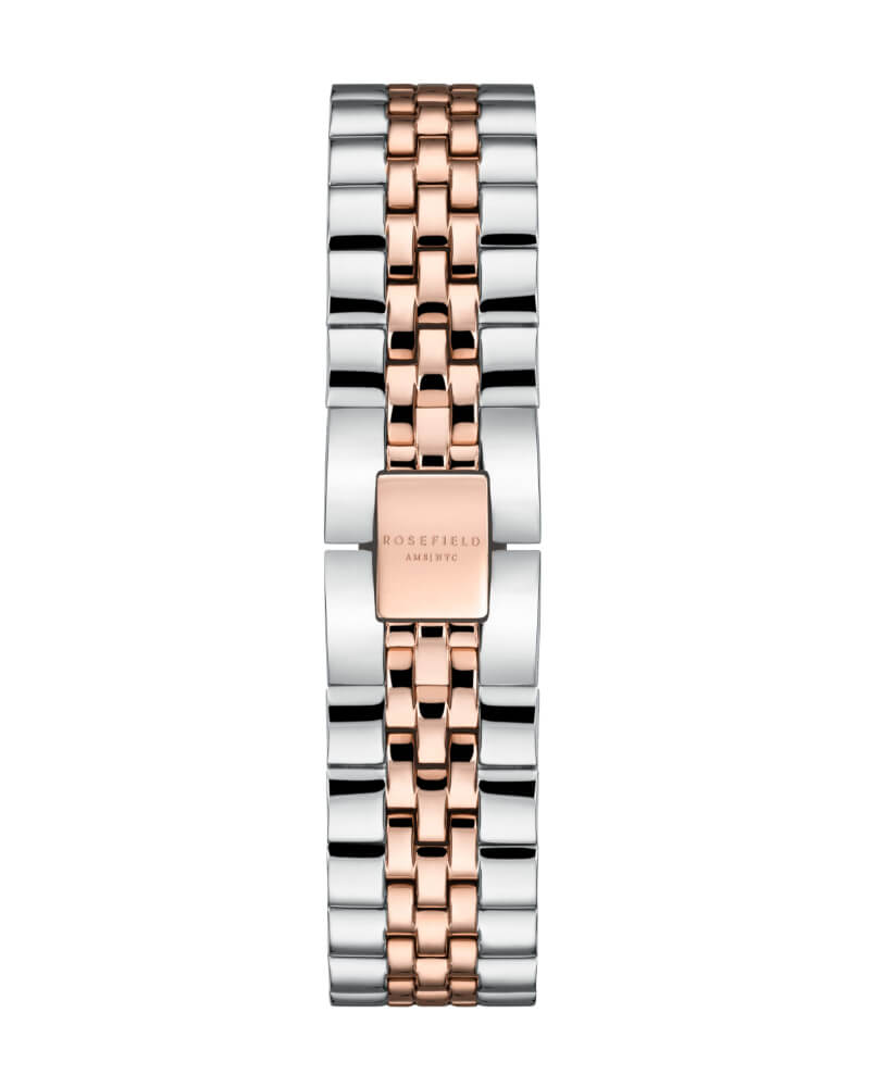 Montre Rosefield THE BOXY Duotone Blanc Sunray Or Rose Argent QSVRD-Q014 - PRECIOVS