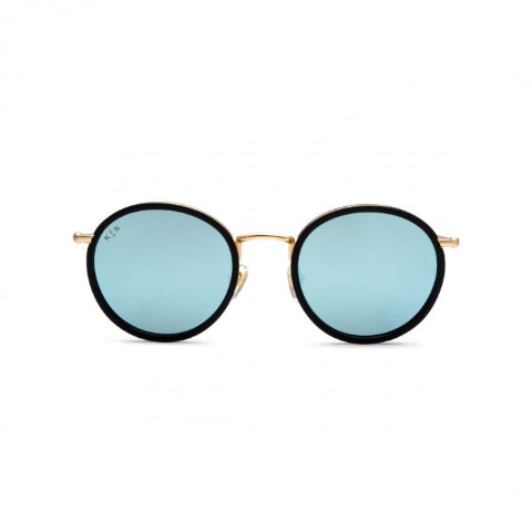 Lunettes de Soleil Kapten & Son Amsterdam Matt Black Blue Mirrored - PRECIOVS