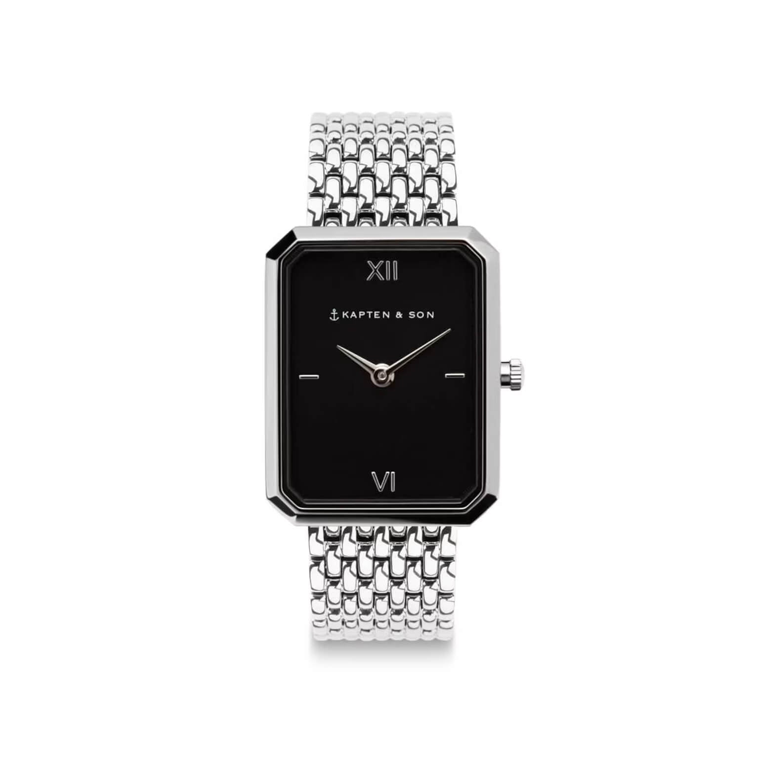 Montre Kapten & Son Grace Silver Black Woven Steel - PRECIOVS