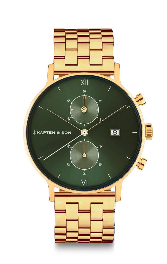 Montre Kapten & Son Chrono Gold Green Steel - PRECIOVS