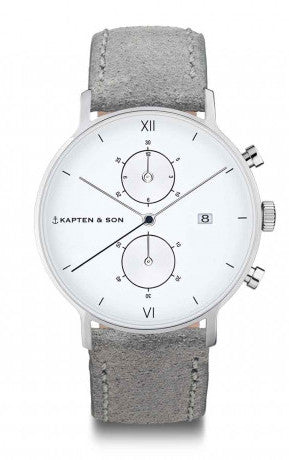 Montre Kapten & Son Chrono Silver Grey Vintage Leather - PRECIOVS