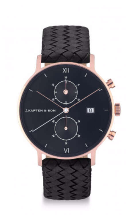 Montre Kapten & Son Chrono All Black Woven - PRECIOVS