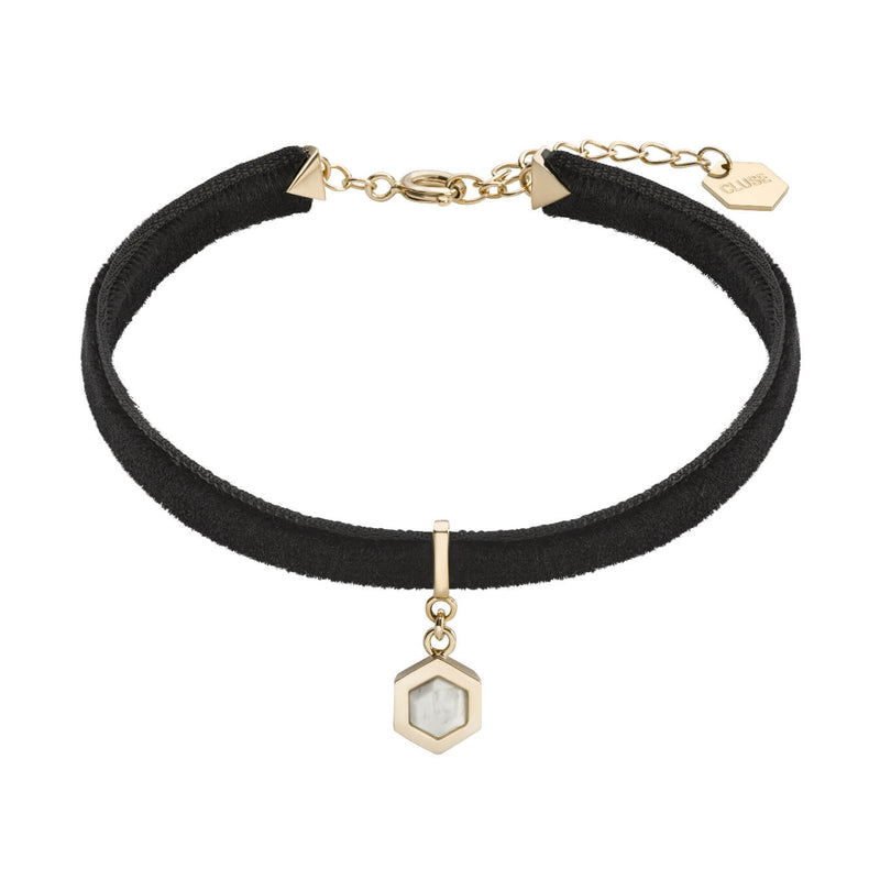 Bracelet CLUSE Amourette Gold Black Velvet and Marble Pendant CLJ13002 - PRECIOVS