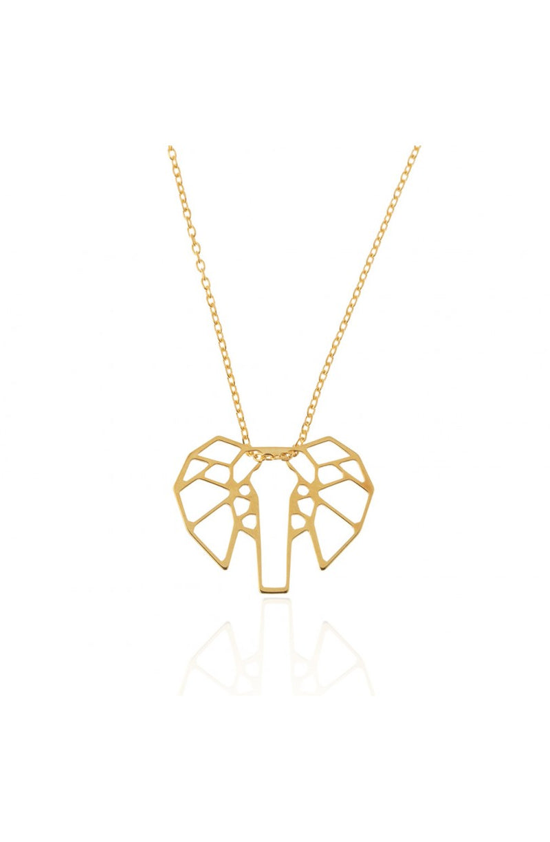 Collier PRECIOVS Essentials avec pendentif origami éléphant doré jaune - PRECIOVS