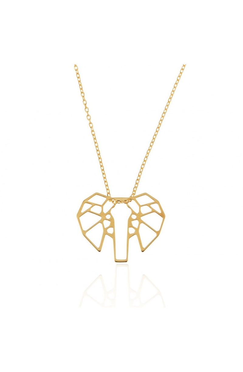 Collier PRECIOVS Essentials avec pendentif origami éléphant doré jaune - PRECIOVS