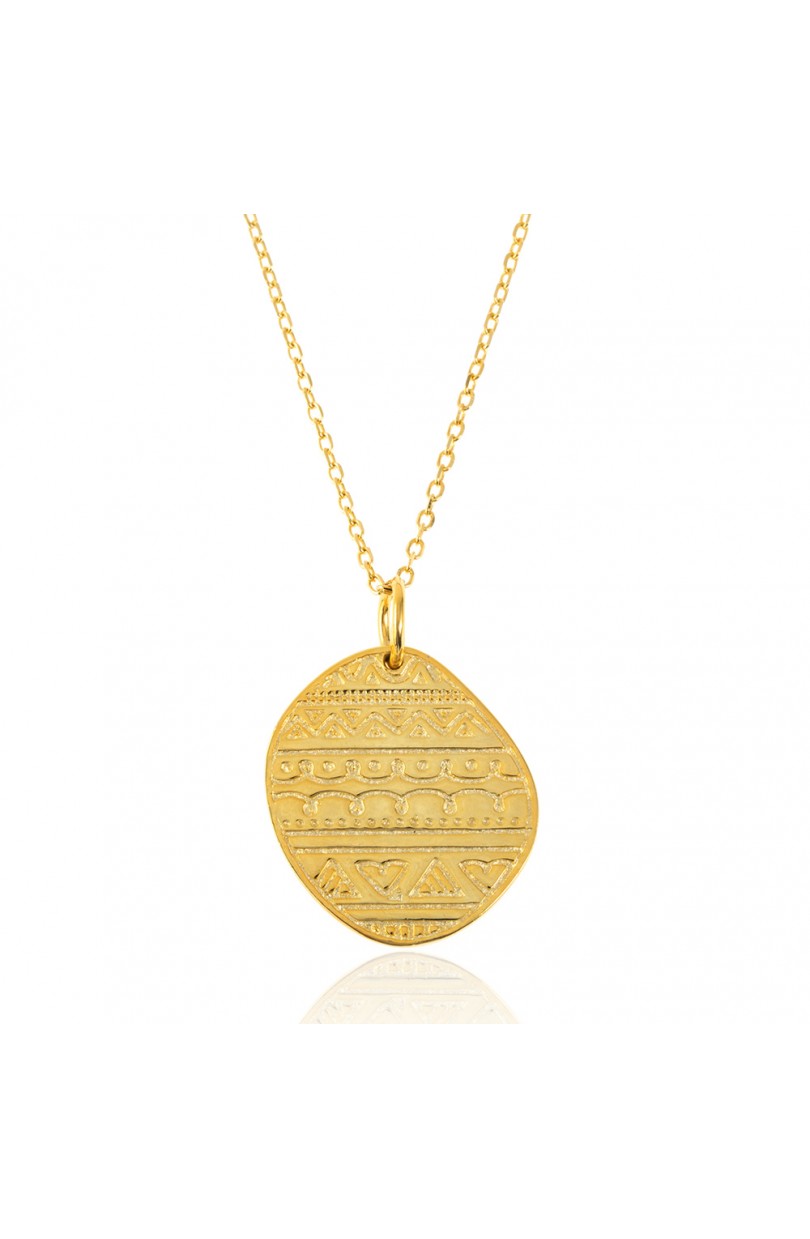Collier PRECIOVS Essentials avec pendentif motif ethnique argent doré jaune - PRECIOVS