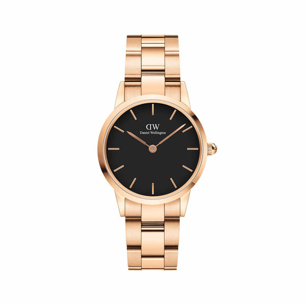 Montre Daniel Wellington Iconic Link Black Rose Gold 28mm - PRECIOVS