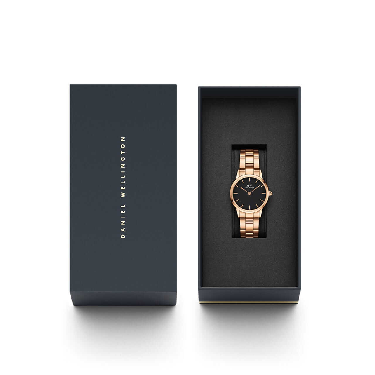 Montre Daniel Wellington Iconic Link Black Rose Gold 28mm - PRECIOVS