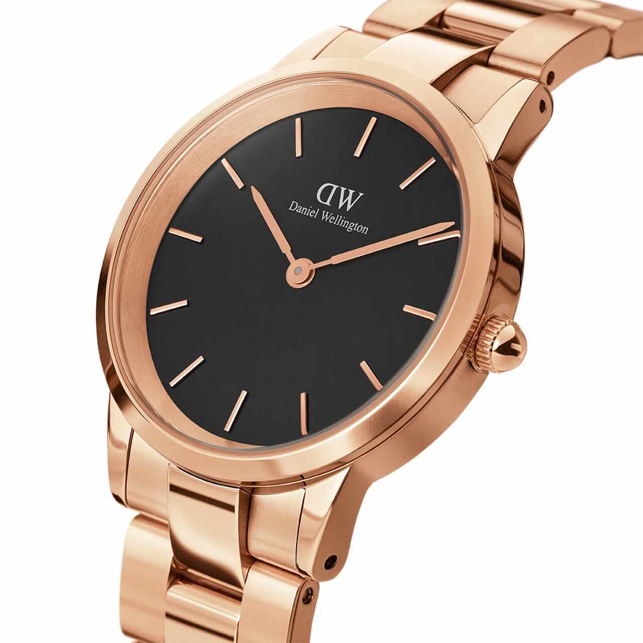 Montre Daniel Wellington Iconic Link Black Rose Gold 28mm - PRECIOVS