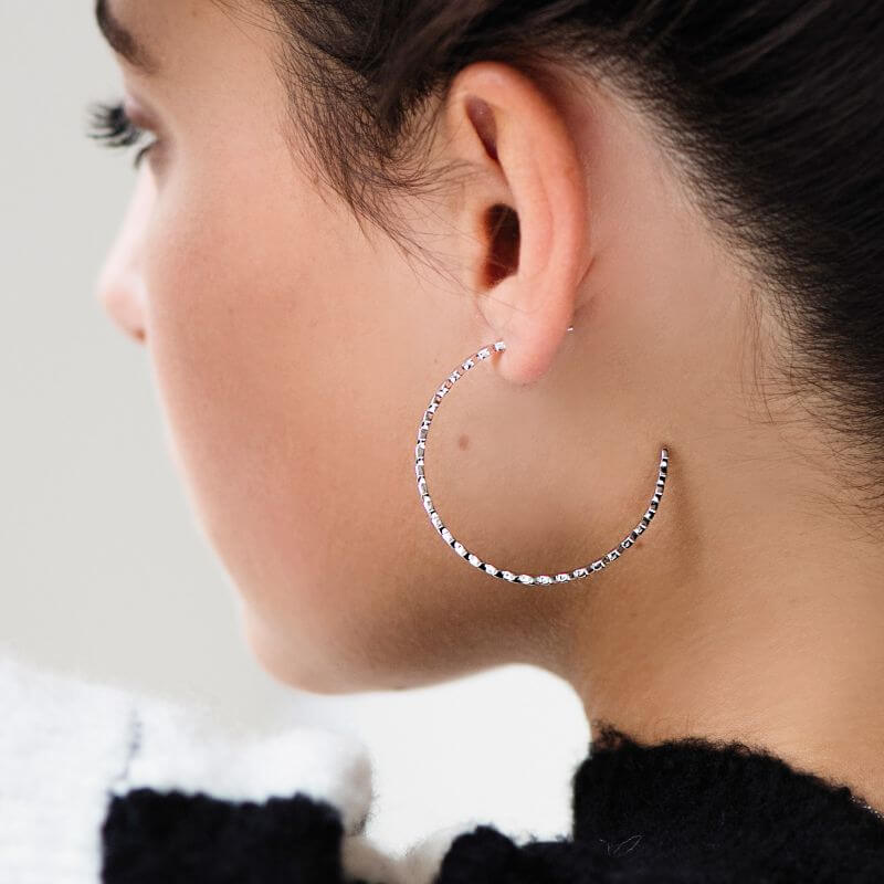 Boucles d'oreilles CLUSE Essentielle Silver All Hexagons Hoop CLJ52008 - PRECIOVS