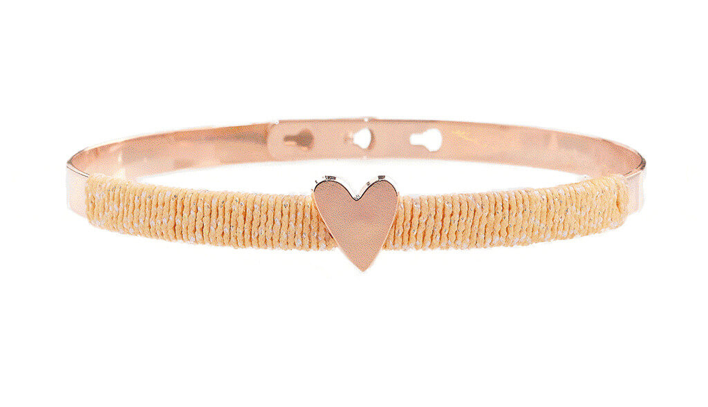 Bracelet Jonc MYA BAY Collection anniversaire Coeur, fil irisé beige JC-FI-04.P - PRECIOVS