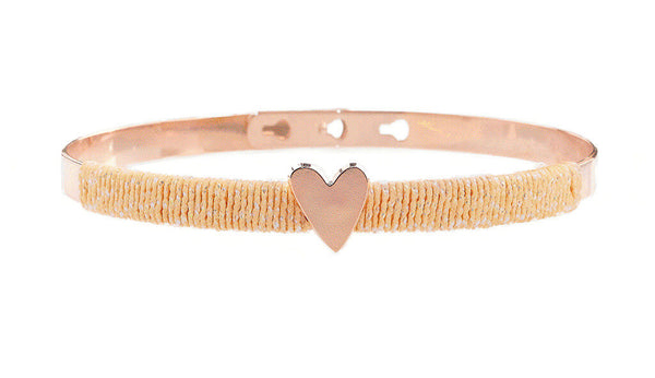 Bracelet Jonc MYA BAY Collection anniversaire Coeur, fil irisé beige JC-FI-04.P - PRECIOVS