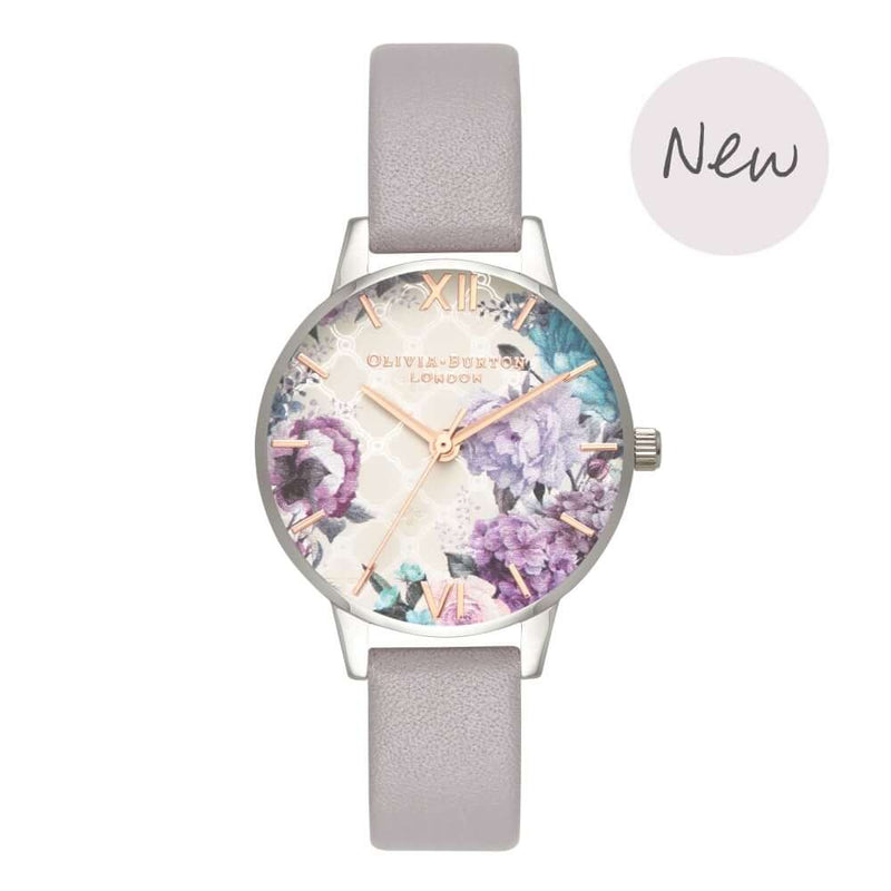 Montre Olivia Burton Glasshouse Grey Lilac Rose Gold & Silver OB16EG104 - PRECIOVS