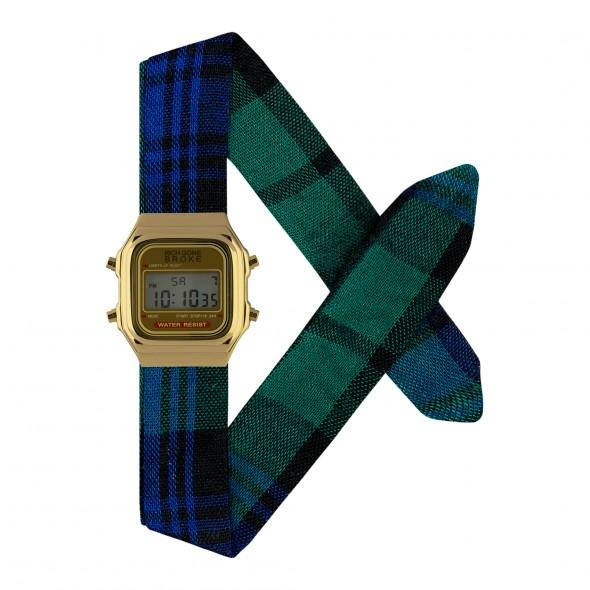 Montre RICH GONE BROKE Gold Digital Blue Tartan - PRECIOVS