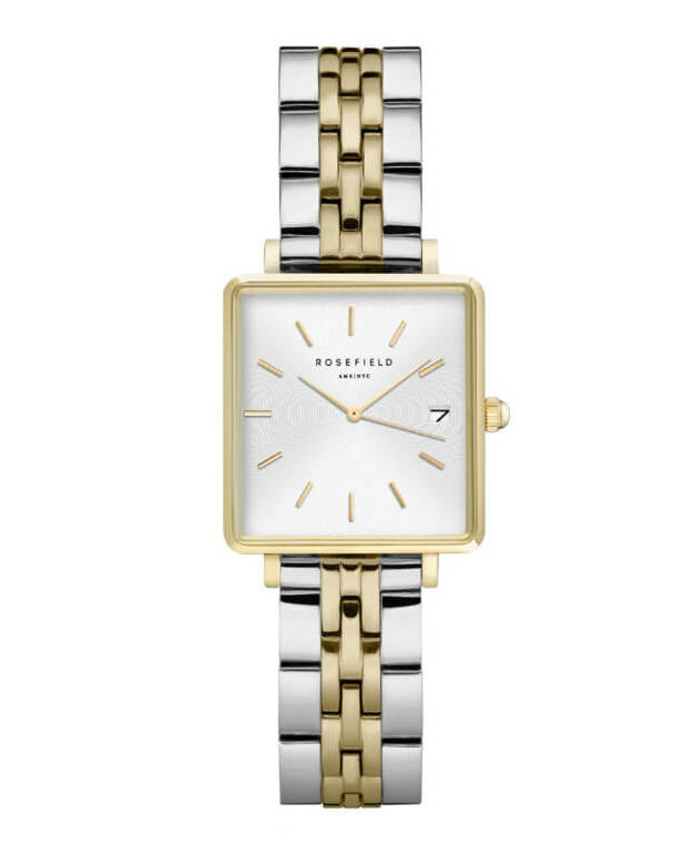 Montre Rosefield THE BOXY XS Blanc Sunray Argent Or Jaune Duotone Q023 - PRECIOVS