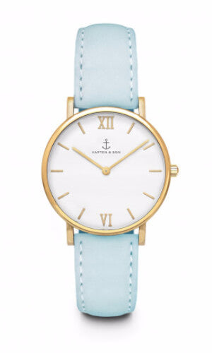 Montre Kapten & Son Joy Lagoon Blue Velvet Leather - PRECIOVS