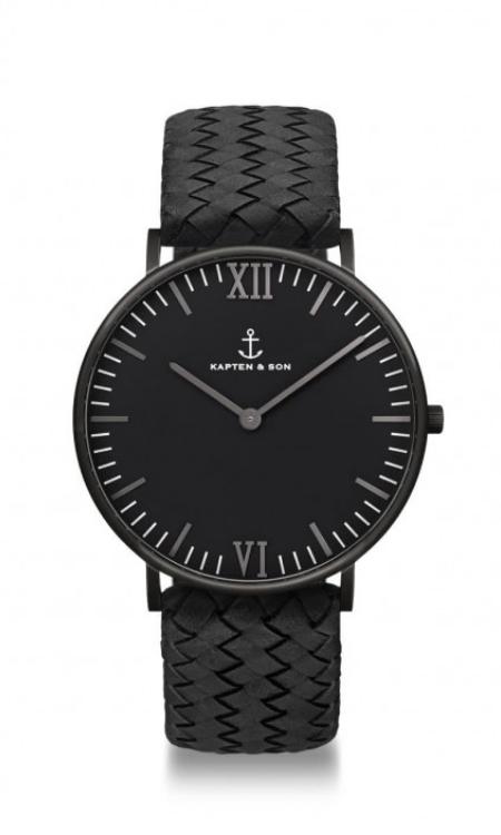 Montre Kapten & Son Black Midnight Woven Leather - PRECIOVS