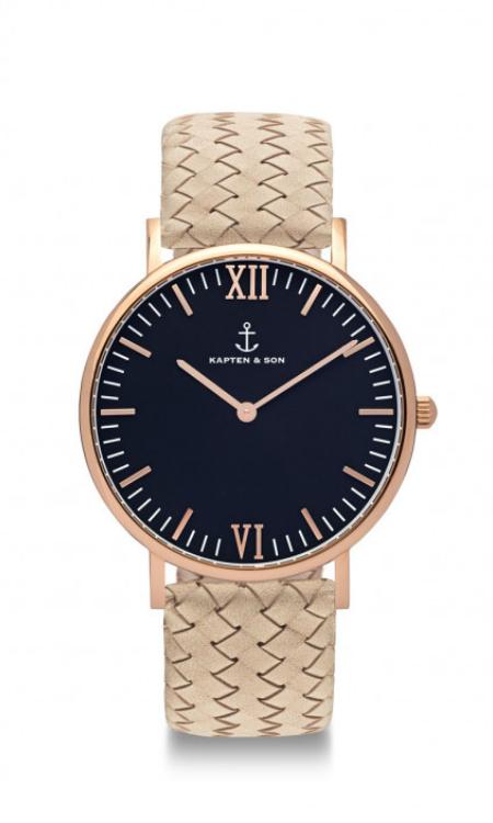 Montre Kapten & Son Black Sand Woven Leather - PRECIOVS