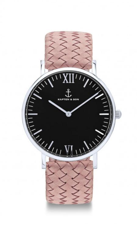 Montre Kapten Son Black Silver Rose Woven Leather PRECIOVS