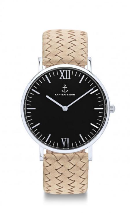 Montre Kapten & Son Black Silver Sand Woven Leather - PRECIOVS