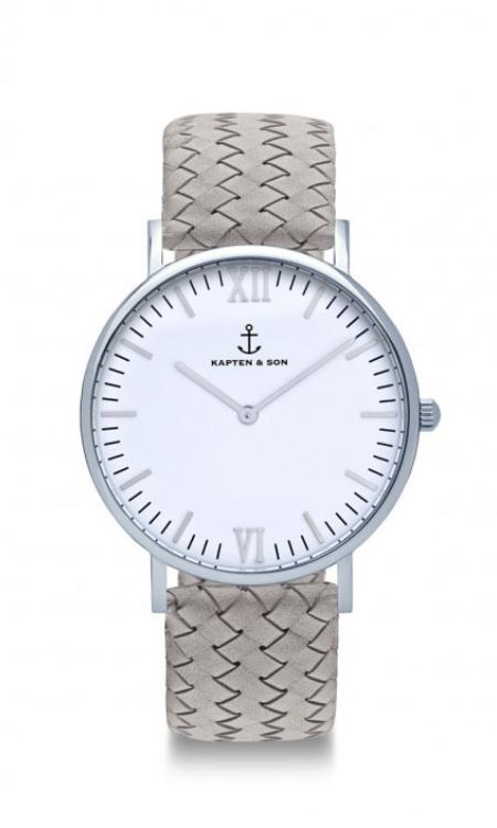 Montre Kapten & Son Silver Grey Woven Leather - PRECIOVS