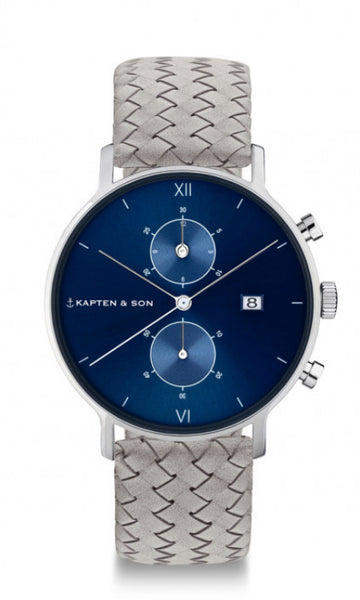 Kapten & son chronograph grey woven outlet