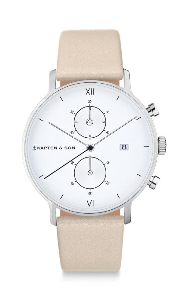 Montre Kapten & Son Chrono Silver Sandstone Leather - PRECIOVS