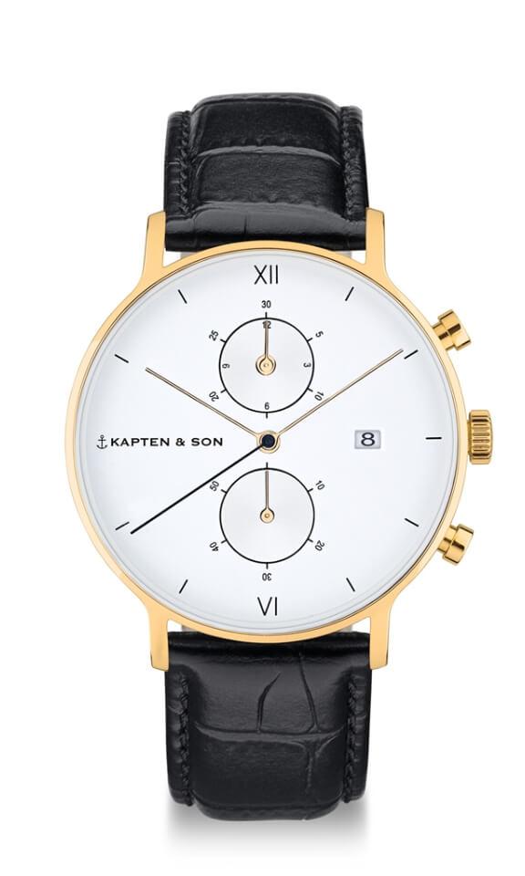 Montre Kapten & Son Chrono Gold Black Croco Leather - PRECIOVS