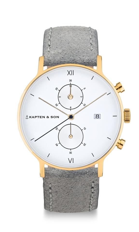 Montre Kapten & Son Chrono Gold Grey Vintage Leather - PRECIOVS