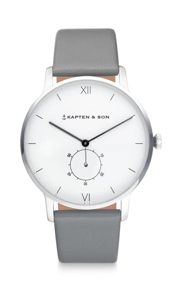 Montre Kapten & Son Heritage Silver Ash Grey Leather - PRECIOVS