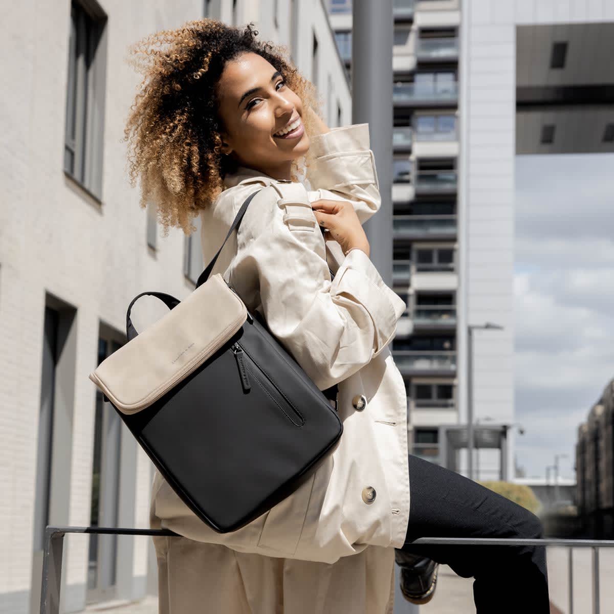 Sac à dos Kapten & Son Vallen Cream Black - PRECIOVS
