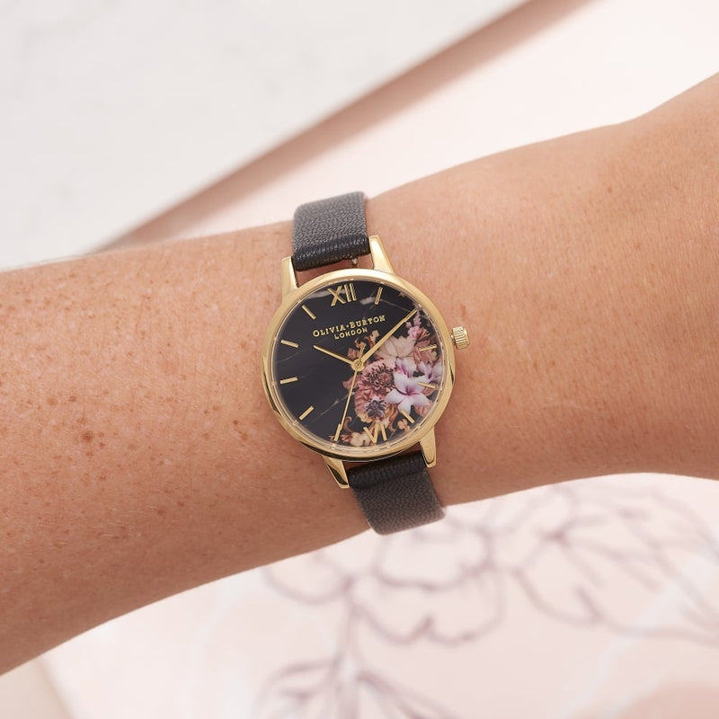 Montre Olivia Burton Marble Floral Black & Gold Floral OB16CS11 - PRECIOVS