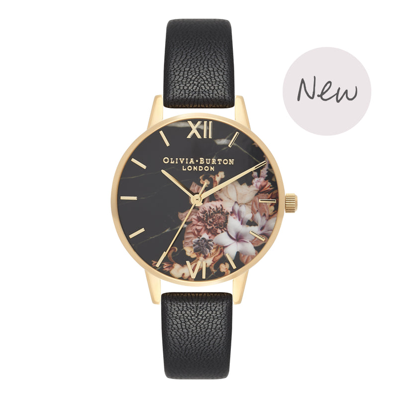 Montre Olivia Burton Marble Floral Black & Gold Floral OB16CS11 - PRECIOVS