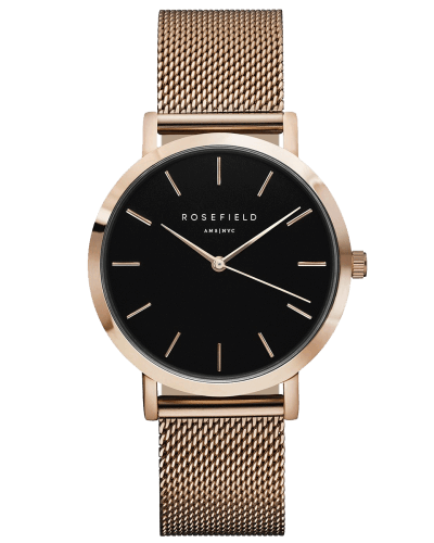 Montre Rosefield The MERCER Black Mesh Rose Gold MBR-M45 - PRECIOVS