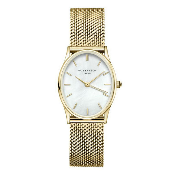 Montre Rosefield The Oval Blanc Acier Or Mesh V10 - PRECIOVS