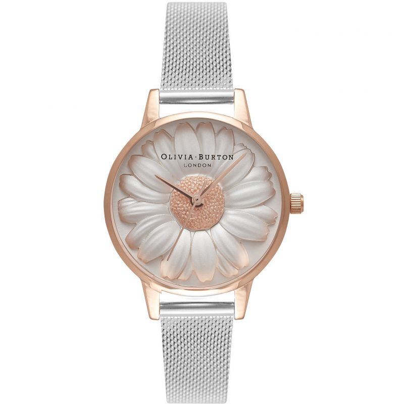 Olivia Burton FLOWER SHOW 3D DAISY Silver & Rose Gold OB16FS94 - PRECIOVS