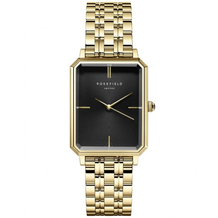 Montre Rosefield The Octagon Noir Sunray Acier Doré O47 - PRECIOVS