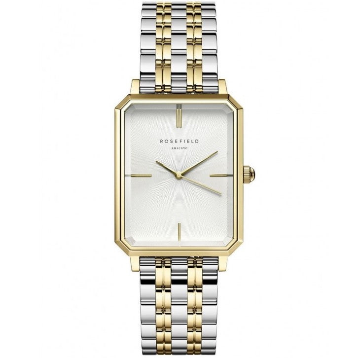 Montre Rosefield The Octagon Blanc Sunray Acier Duotone O48 - PRECIOVS