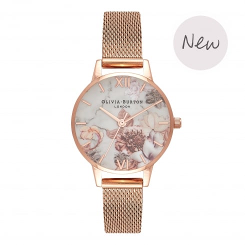 Montre Olivia Burton Midi Marble Floral Rose Gold Mesh OB16CS06 - PRECIOVS