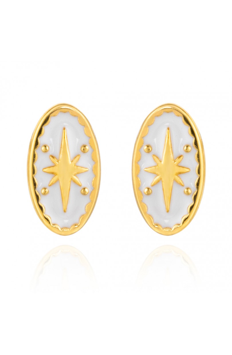 Boucles d'oreilles PRECIOVS Essentials étoile émaillée doré jaune ovales - PRECIOVS