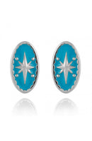 Boucles d'oreilles PRECIOVS Essentials étoile émaillée turquoise argent ovales - PRECIOVS