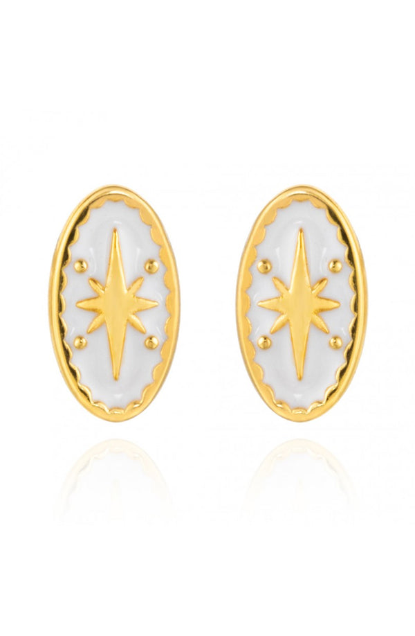 Boucles d'oreilles PRECIOVS Essentials étoile émaillée doré jaune ovales - PRECIOVS