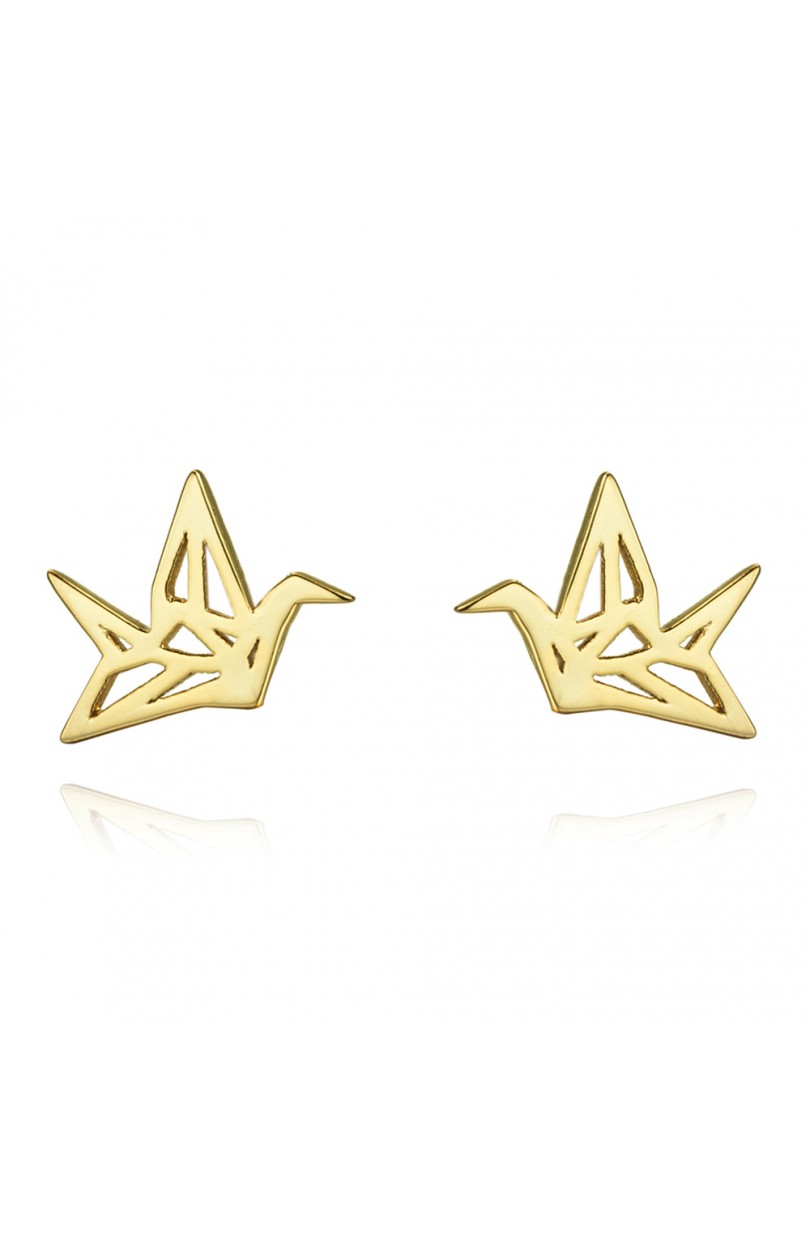 Boucles d'oreilles PRECIOVS Essentials Oiseau Origami doré jaune - PRECIOVS