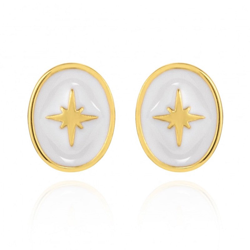 Boucles d'oreilles PRECIOVS Essentials étoile émaillée doré jaune rondes - PRECIOVS