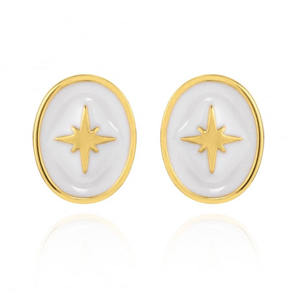 Boucles d'oreilles PRECIOVS Essentials étoile émaillée doré jaune rondes - PRECIOVS