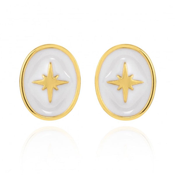 Boucles d'oreilles PRECIOVS Essentials étoile émaillée doré jaune rondes - PRECIOVS