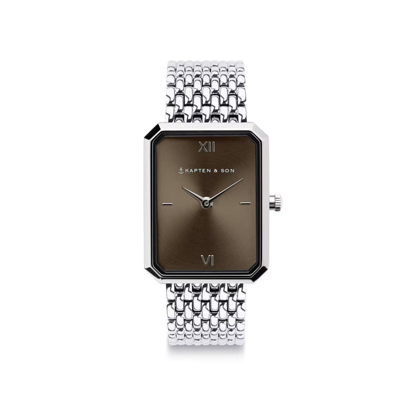 Montre Kapten & Son Grace Silver Brown Woven Steel - PRECIOVS