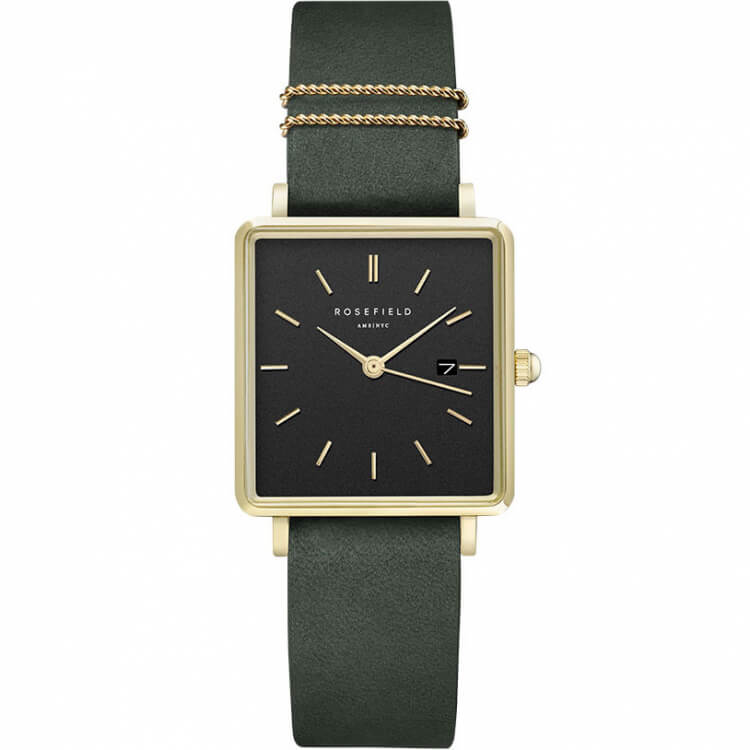 Coffret Rosefield THE BOXY Noir Vert Forêt + bracelet Or Jaune Mesh X237 - PRECIOVS